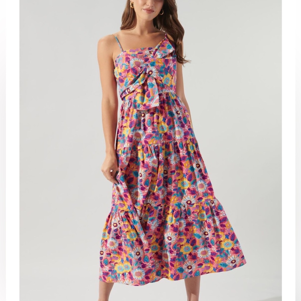 Sugar + lips floral poplin maxi dress new small